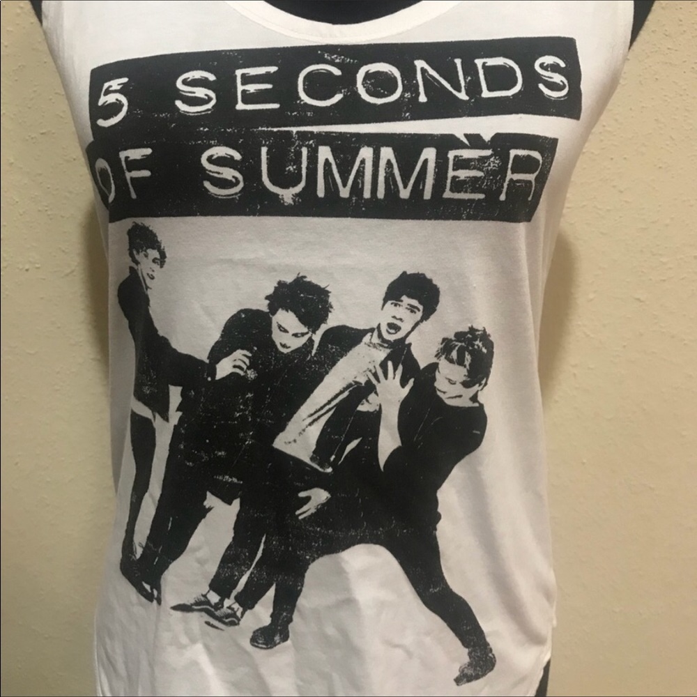5 Seconds of summer white band tank top size Sm - Picture 4 of 7